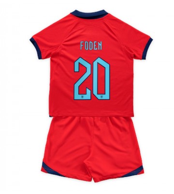 Maillot de foot Angleterre Phil Foden #20 Extérieur enfant Monde 2022 Manches Courte (+ pantalon court)
